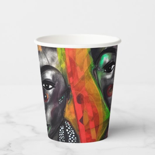 Afrikanische Frau Pappbecher (Rückseite)