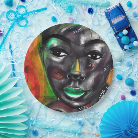 Afrikanische Frau Pappteller (Party)