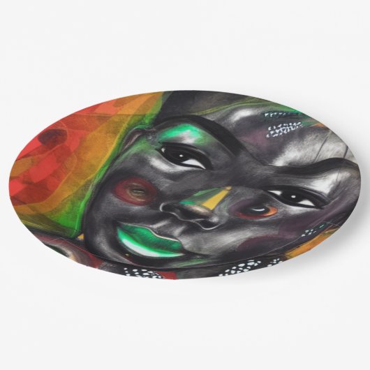 Afrikanische Frau Pappteller (Schrägansicht)