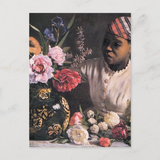 Afrikanische Frau pflanzt Blume in einer Vase Postkarte (Vorderseite)