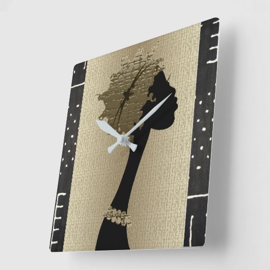 Afrikanische Frau Quadratische Wanduhr (Winkel)