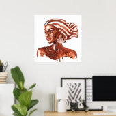 Afrikanische Frau, realistisches Kunstwerk. Aquare Poster (Heimbüro)
