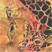 Afrikanische Frau und Giraffe Aufkleber (Vorderseite)