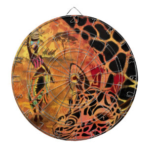 Afrikanische Frau und Giraffe Dart Board Dartscheibe