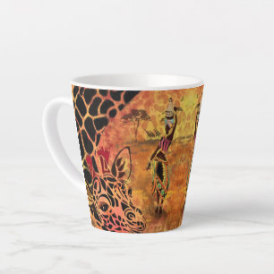 Afrikanische Frau und Giraffe Latte-Tasse Milchtasse