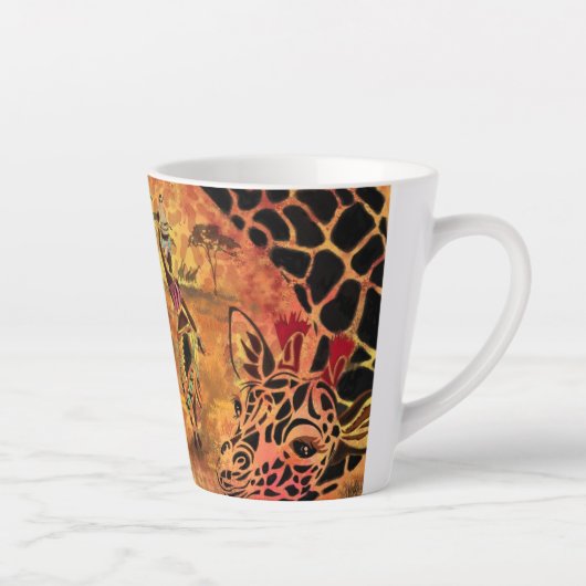 Afrikanische Frau und Giraffe Latte-Tasse Milchtasse (Rechts)