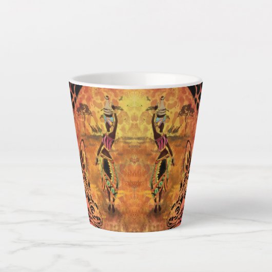 Afrikanische Frau und Giraffe Latte-Tasse Milchtasse (Vorderseite)