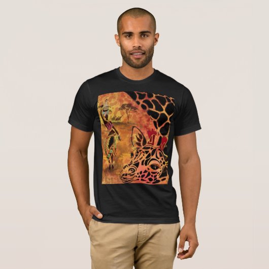 Afrikanische Frau und Giraffe-T - Shirt (Vorne ganz)