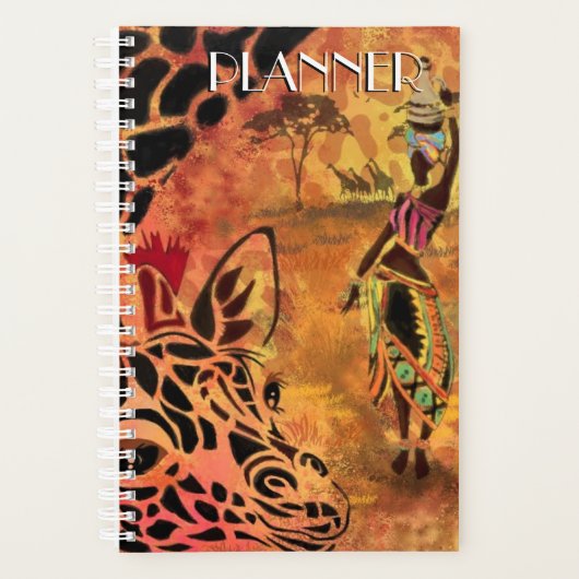 Afrikanische Frau und Giraffenplaner Planer (Vorderseite)