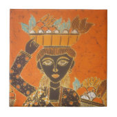 Afrikanische Frauen, die Körbe tragen, anpassen Fliese (Vorderseite)