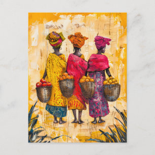 Afrikanische Frauen, die Obst und Gemüse befördern Postkarte