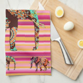 Afrikanische Frauen Elefantenküche Handtuch (Viertel Falte)