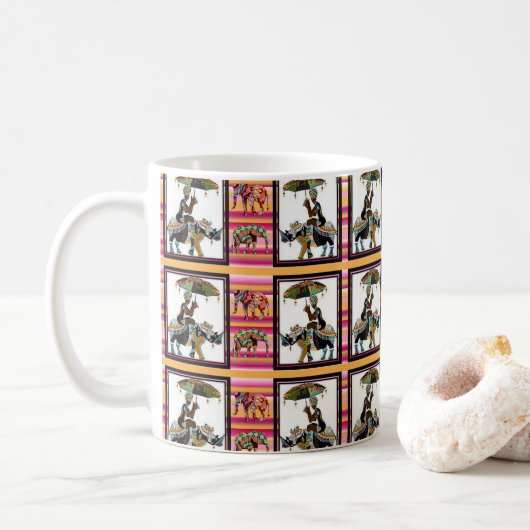 Afrikanische Frauen Elephant Stripe Tasse (Mit Donut)