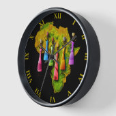 Afrikanische Frauen in Afrika auf Karte in farbige Uhr (Winkel)