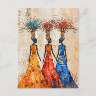 Afrikanische Frauen mit farbenfrohem Brennholz Postkarte