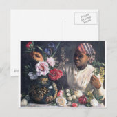 Afrikanische Frauen mit Peonys Postkarte (Vorne/Hinten)