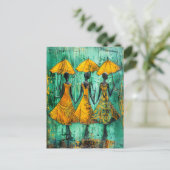 Afrikanische Frauen mit Regenschirmen Postkarte (Stehend Vorderseite)