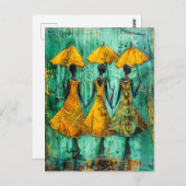 Afrikanische Frauen mit Regenschirmen Postkarte (Vorne/Hinten)
