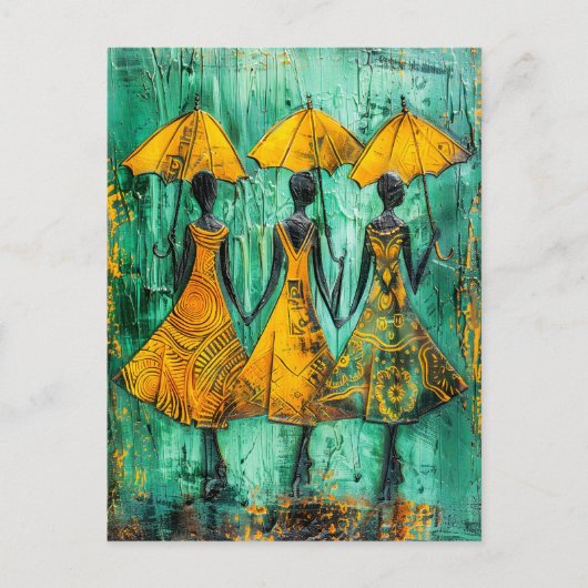 Afrikanische Frauen mit Regenschirmen Postkarte (Vorderseite)