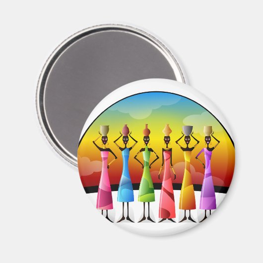 Afrikanische Frauen mit Schiffen Magnet (Vorderseite/Rückseite)