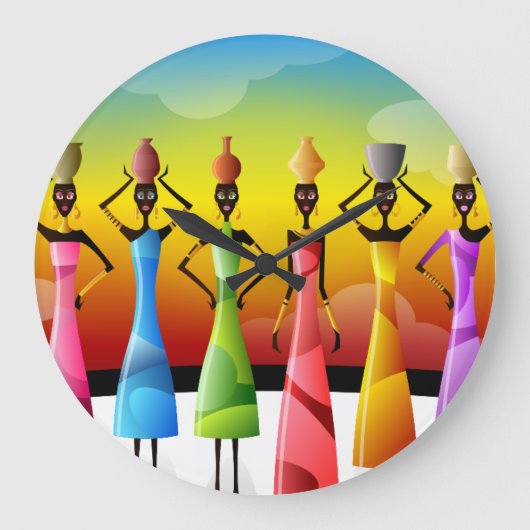 Afrikanische Frauen mit Töpferei auf den Köpfen Große Wanduhr (Vorderseite)