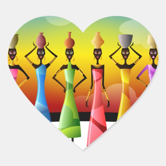 Afrikanische Frauen mit Töpferei auf den Köpfen Herz-Aufkleber (Vorderseite)