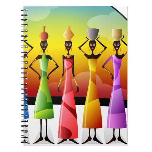 Afrikanische Frauen mit Töpferei auf den Köpfen Notizblock (Vorderseite)