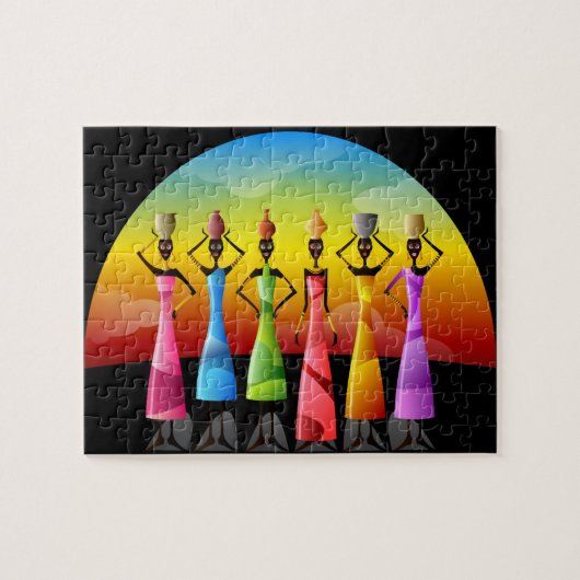 Afrikanische Frauen mit Töpferei auf den Köpfen Puzzle (Horizontal)