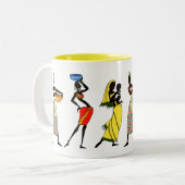 Afrikanische Frauen-Stammes- Leben Ihre Zweifarbige Tasse (Vorderseite Links)