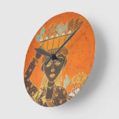 afrikanische Frauen tragen Korbkunst Runde Wanduhr (Winkel)