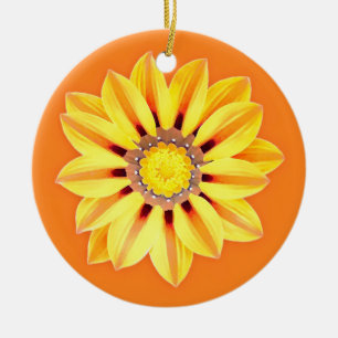 Afrikanische Gänseblümchen / Gazania - Orange und  Keramik Ornament