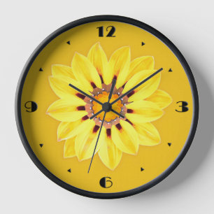 Afrikanische Gänseblümchen / Gazanie - Senfgold Wanduhr