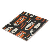 Afrikanische Gesichter Orange, Schwarze Keramik Fliese (Seite)