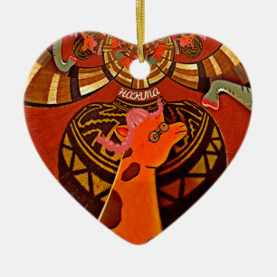 Afrikanische Giraffe Traditioneller Kunstdruck W Keramikornament
