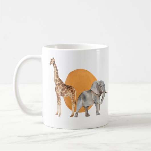 Afrikanische Giraffe und Elephant Kaffeetasse (Links)