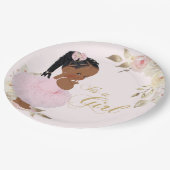 Afrikanische Girl Baby Shower Paper Plate Pappteller (Schrägansicht)