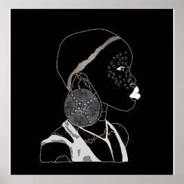 Afrikanische Girl Black and White Artwork Poster