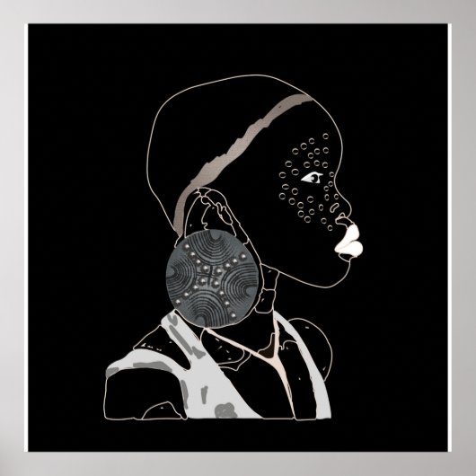 Afrikanische Girl Black and White Artwork Poster (Vorne)