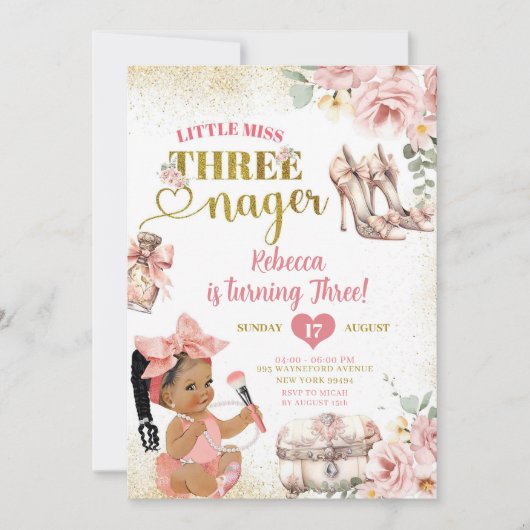 Afrikanische Girl Kleine Miss Threenager Dritter G Einladung (Vorderseite)