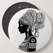 Afrikanische Girl Portrait Tribal Tattoo Button (Vorne & Hinten)