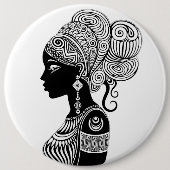 Afrikanische Girl Portrait Tribal Tattoo Button (Vorderseite)
