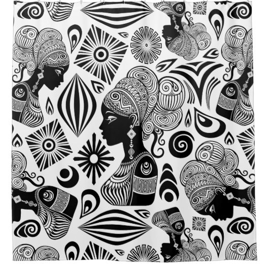 Afrikanische Girl Portrait Tribal Tattoo Duschvorhang (Vorderseite)