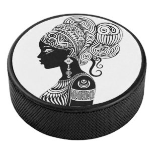 Afrikanische Girl Portrait Tribal Tattoo Eishockey Puck
