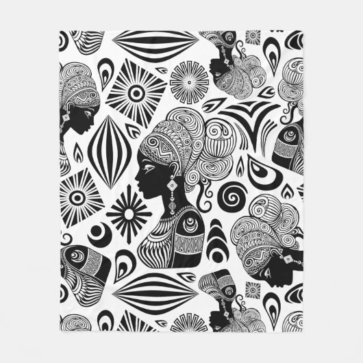 Afrikanische Girl Portrait Tribal Tattoo Fleecedecke (Vorderseite)