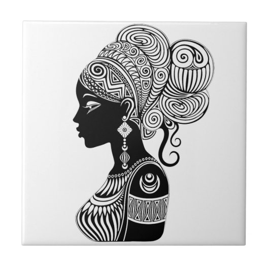 Afrikanische Girl Portrait Tribal Tattoo Fliese (Vorderseite)