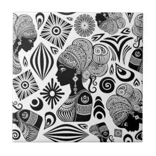 Afrikanische Girl Portrait Tribal Tattoo Fliese