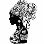 Afrikanische Girl Portrait Tribal Tattoo Freistehende Fotoskulptur<br><div class="desc">Schönes afrikanisches Girl-Portrait mit Ethnic Wax Tissue Hair Style,  erstellt auf schwarz und weiß Stamm Tattoo Stil. Original Vector Illustration Copyright BluedarkArt The ChameleonArt.</div>