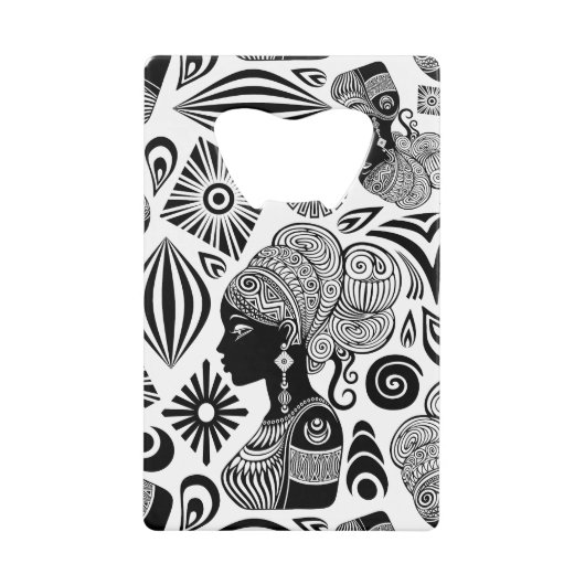 Afrikanische Girl Portrait Tribal Tattoo Geldbeutel Flaschenöffner (Vorderseite)