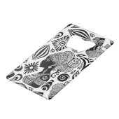 Afrikanische Girl Portrait Tribal Tattoo Geldbeutel Flaschenöffner (Rückseite Schrägansicht)