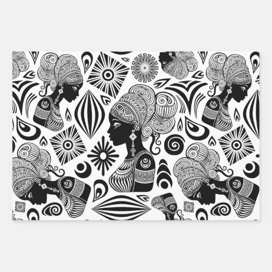 Afrikanische Girl Portrait Tribal Tattoo Geschenkpapier Set (Vorderseite 3)
